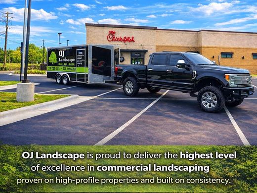 Commercial curb appeal post from OJ LANDSCAPE Facebook